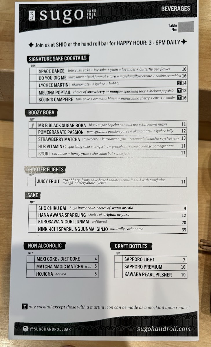 Sugo Hand Roll Bar Menu - Image 5